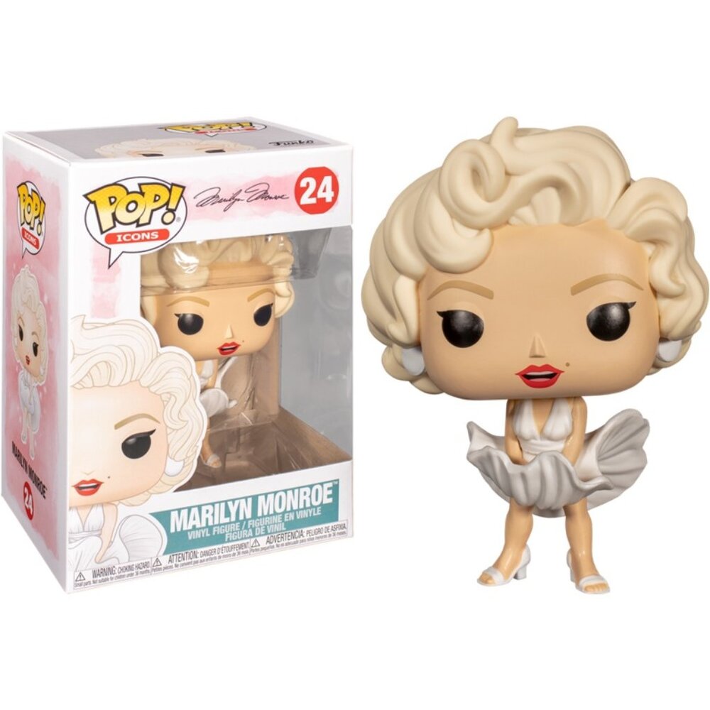 MARILYN MONROE FUNKO POP ICONS #24 WHITE DRESS COLORED VERSION VAULTED/RETIRED